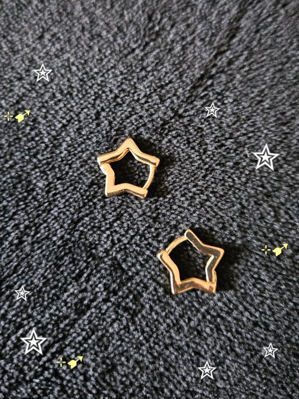 Gold Stainless Steel Star Hoop Earrings